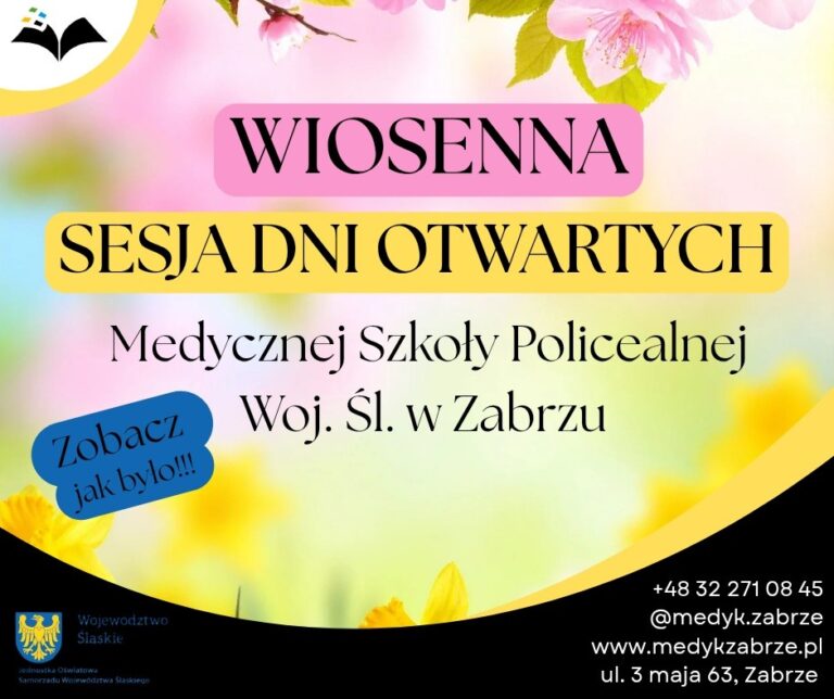 Plakat informujący o wiosennej sesji dni otwartych.